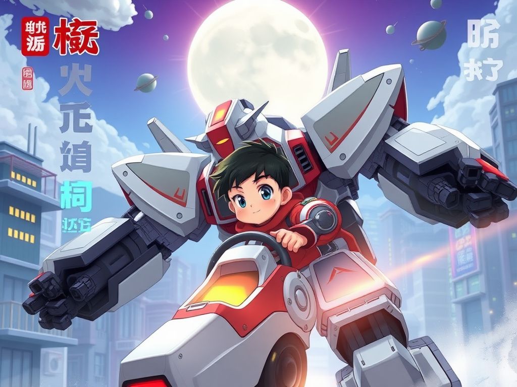 少年驾驶未来机甲守护城市的国漫封面